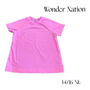 NWOT Wonder Nation Pink swim short sleeve top rash guard UV protection top 14/16